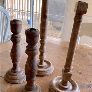 Pretty Wooden Magnolia Home CandleSticks Set of 4